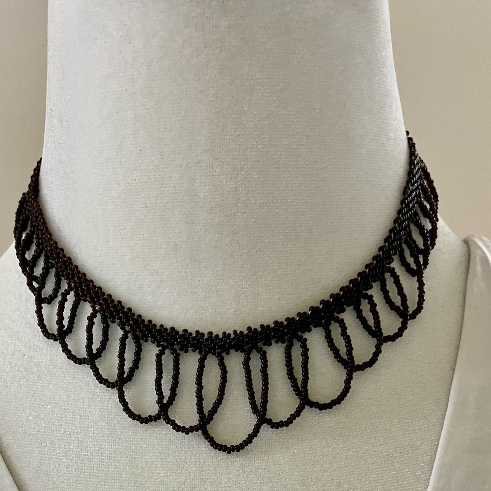 Brown Handmade Beaded Choker Necklace